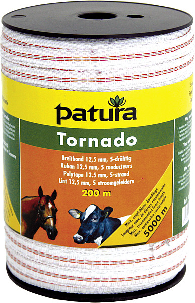 Patura - Tornado Breitband 12,5 mm  400 m Rolle, weiss-orange