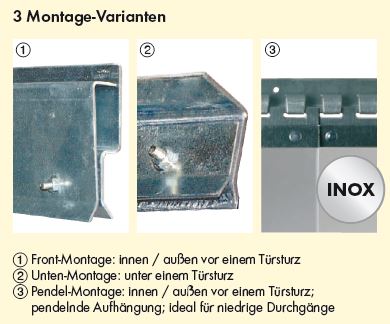 Klemmprofil, Front-Montage für PVC Streifen 300x3 mm 2x 1,6 Meter