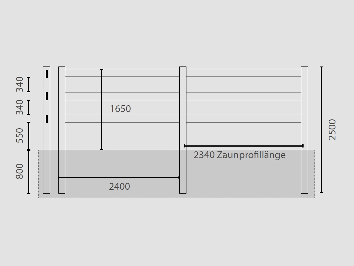 Growi - Koppelsystem Ranch SL 3 Eckpfosten 127 x 127 mm, 250 cm lang